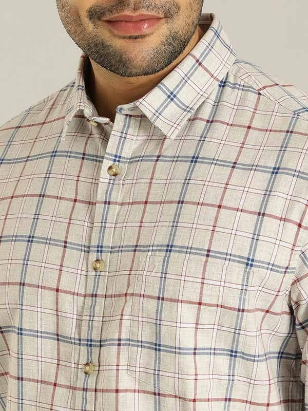 Indian Terrain Men Checkered Grey Shirt